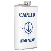 Jouw naam Captain Flask Kompas Anker Wit Heupfles (Rechts)