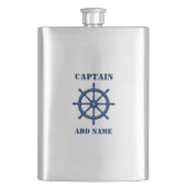 Jouw naam Captain Flask Ships Wheel Helm Navy Flacon (Voorkant)