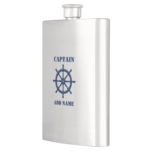 Jouw naam Captain Flask Ships Wheel Helm Navy Flacon (Links)