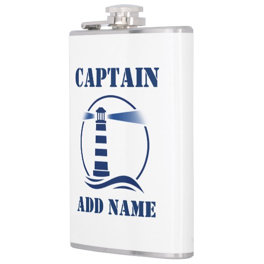 Jouw naam Captain Flask Vuurtoren Heupfles (Links)