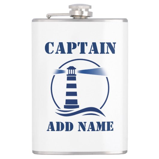 Jouw naam Captain Flask Vuurtoren Heupfles (Voorkant)