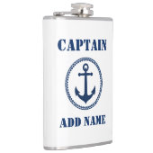 Jouw naam Captain Flask Zee Anker Wit Heupfles (Rechts)