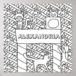 Jouw naam Cat kleurplaat invoegen Poster