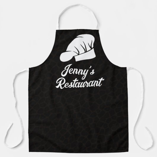 JOUW NAAM Chef Zwart Leopard Print Schort (Voorkant)