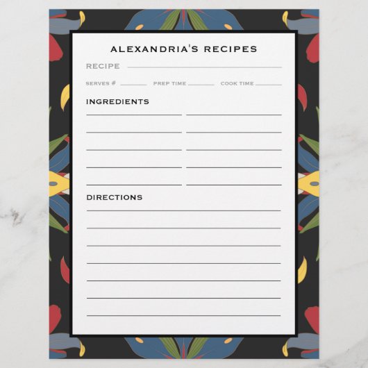 Jouw naam Colorful Kitchen Tegel Recipe Multomap P (Voorkant)