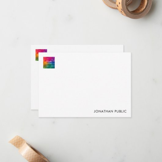 Jouw naam Company Logo Hier Trendy Minimal Notitiekaartje (Voorkant / Achterkant in situ)