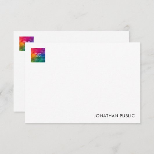 Jouw naam Company Logo Hier Trendy Minimal Notitiekaartje (Voorkant / Achterkant)