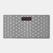 Jouw naam Crisp driehoekig zwart-wit patroon Bureaumat (Voorkant)