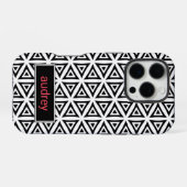 Jouw naam Crisp driehoekig zwart-wit patroon iPhone Hoesje (Achterkant horizontaal)