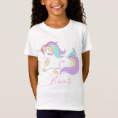 Jouw naam Cute Unicorn toevoegen T-shirt (Voorkant)