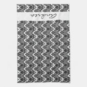 jouw naam - Damascus, sierriemen, zwart Theedoek (Verticaal)