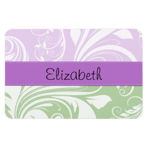 jouw naam - Damask, siervoorwerpen, Swirls - groen Magneet