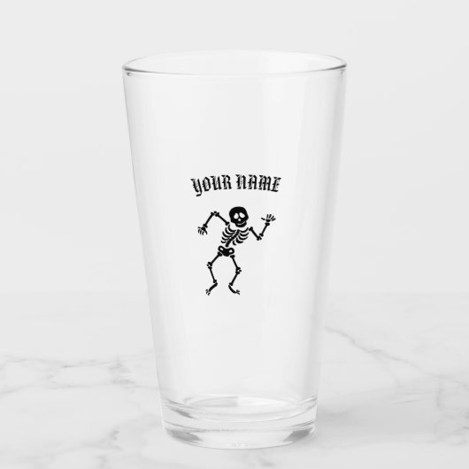JOUW NAAM DANSENDE SKELET PINTGLAS GLAS (Voorkant)