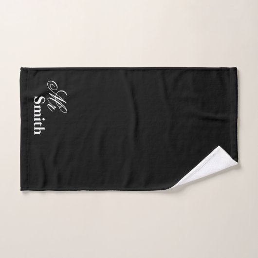 jouw naam de heer Smith White Typography Black Handdoek (Handdoek)