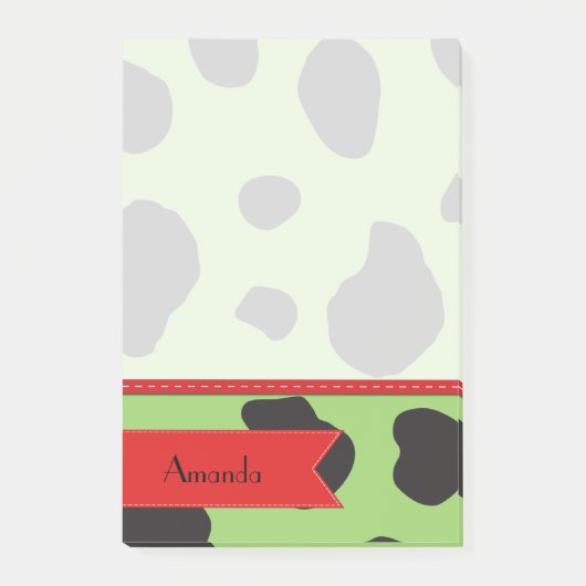 jouw naam - Dierafdrukken, Koeienspots - Groen zwa Post-it® Notes (Voorkant)