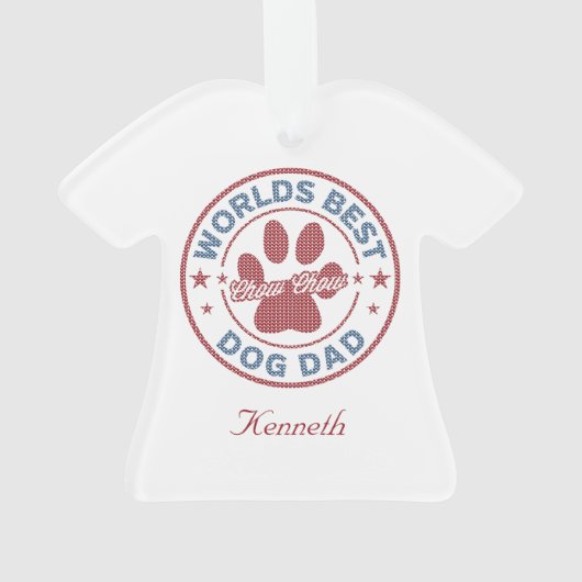 Jouw naam Dog Dad Chow Ugly Sweater Ornament (achterkant)