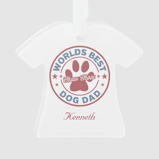 Jouw naam Dog Dad Chow Ugly Sweater Ornament (voorkant)