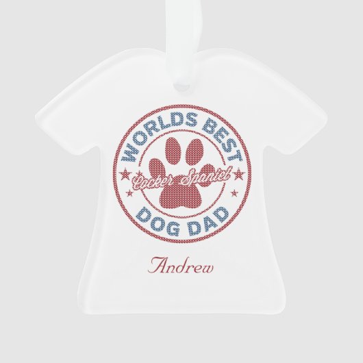 Jouw naam Dog Dad Cocker Spaniel Ugly Sweater Ornament (voorkant)