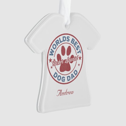 Jouw naam Dog Dad Cocker Spaniel Ugly Sweater Ornament (voorkant)