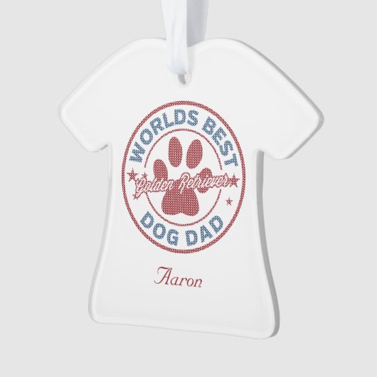 Jouw naam Dog Dad Golden Retriever Ugly Sweater Ornament (voorkant)