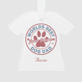 Jouw naam Dog Dad Golden Retriever Ugly Sweater Ornament