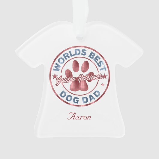 Jouw naam Dog Dad Golden Retriever Ugly Sweater Ornament (voorkant)
