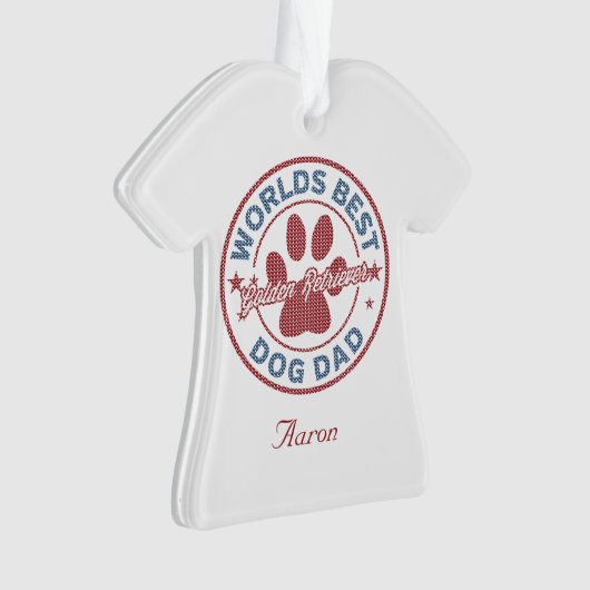 Jouw naam Dog Dad Golden Retriever Ugly Sweater Ornament (voorkant)