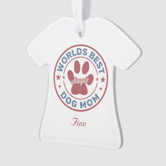 Jouw naam Dog Mam Beagle Ugly Sweater Ornament (voorkant)
