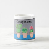 Jouw naam, drie cactusen, schattig koffiemok (Center)