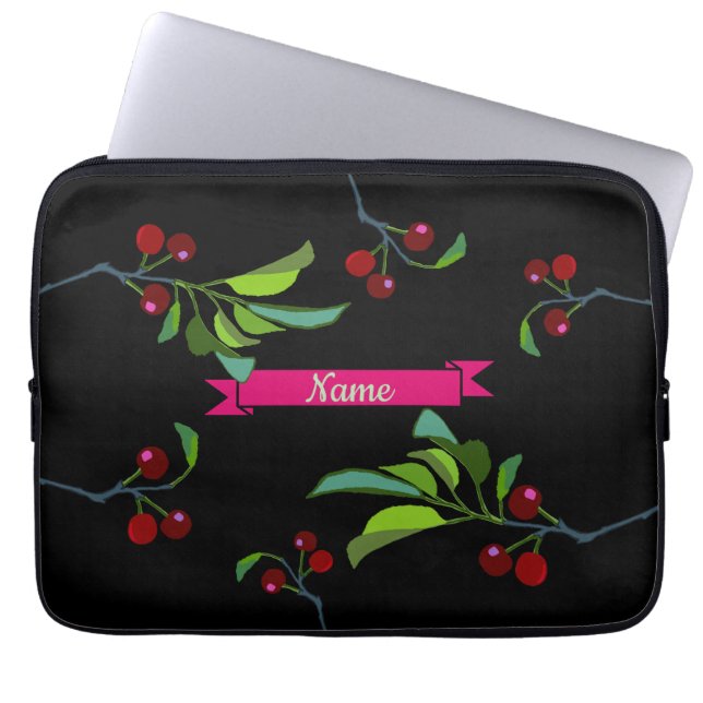 Jouw naam Drie Kersen Ledemaat Laptop Sleeve (Voorkant)