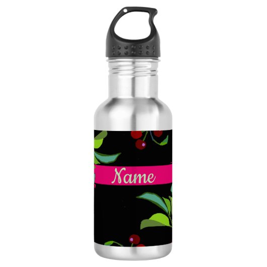 Jouw naam Drie Kersen Ledemaat Waterfles (Voorkant)