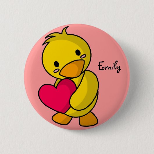 [Jouw naam] Duckie Love Button (Voorkant)