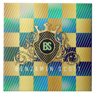 Jouw naam Elegant Gold Monogram Tegeltje