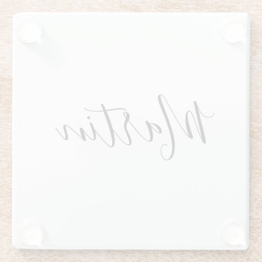Jouw naam | Elegant Script Glazen Onderzetter (Achterkant)