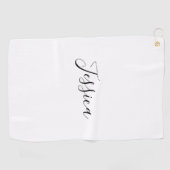 Jouw naam | Elegant Script Golfhanddoek (Horizontaal)