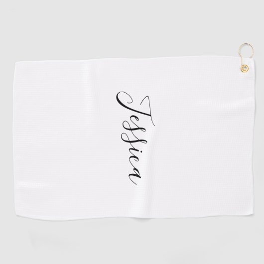 Jouw naam | Elegant Script Golfhanddoek (Horizontaal)