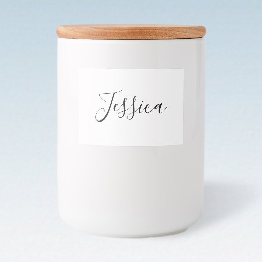 Jouw naam | Elegant Script Voedselcontainer Etiket