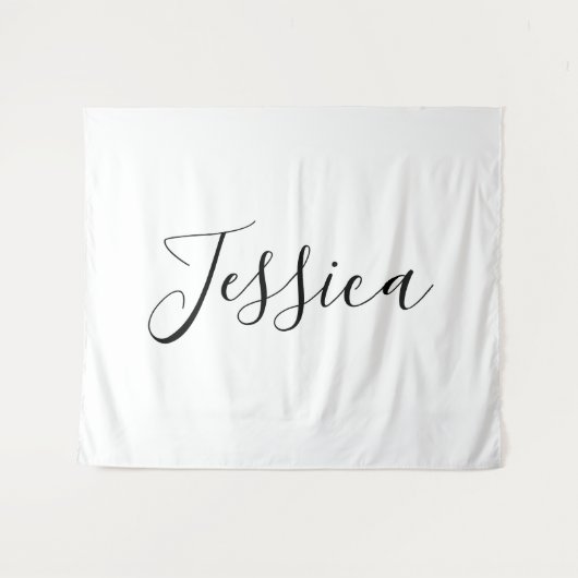 Jouw naam | Elegant Script Wandkleed (Voorkant (horizontaal))