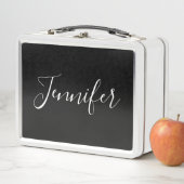 Jouw naam | Elegant wit script op zwart (In situ)