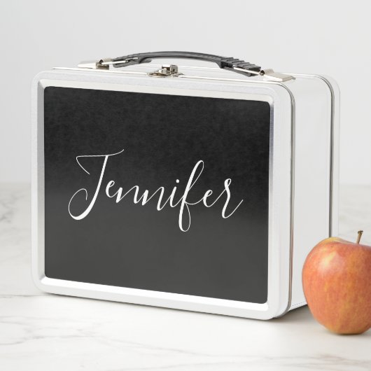 Jouw naam | Elegant wit script op zwart (In situ)