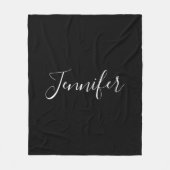 Jouw naam | Elegant wit script op zwart Fleece Deken (Voorkant)
