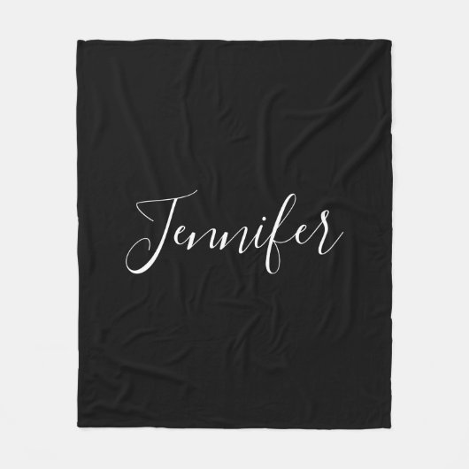 Jouw naam | Elegant wit script op zwart Fleece Deken (Voorkant)
