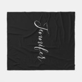 Jouw naam | Elegant wit script op zwart Fleece Deken (Voorkant (Horizontaal))