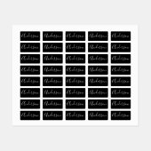 Jouw naam | Elegant wit script op zwart kleding Labels (Vel)