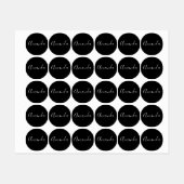 Jouw naam | Elegant wit script op zwart kleding Labels (Vel)