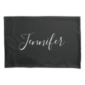 Jouw naam | Elegant wit script op zwart Kussensloop (Voorkant)