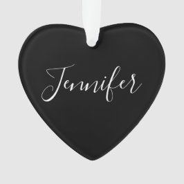 Jouw naam | Elegant wit script op zwart Ornament