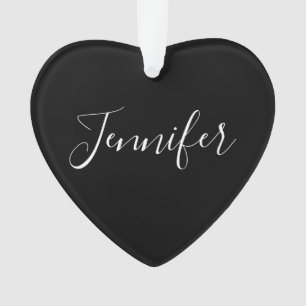 Jouw naam Elegant wit script op zwart Ornament