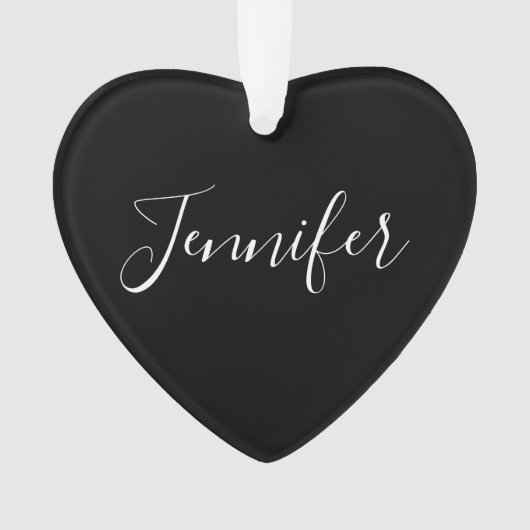 Jouw naam | Elegant wit script op zwart Ornament (voorkant)