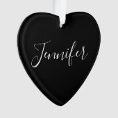 Jouw naam | Elegant wit script op zwart Ornament (voorkant)